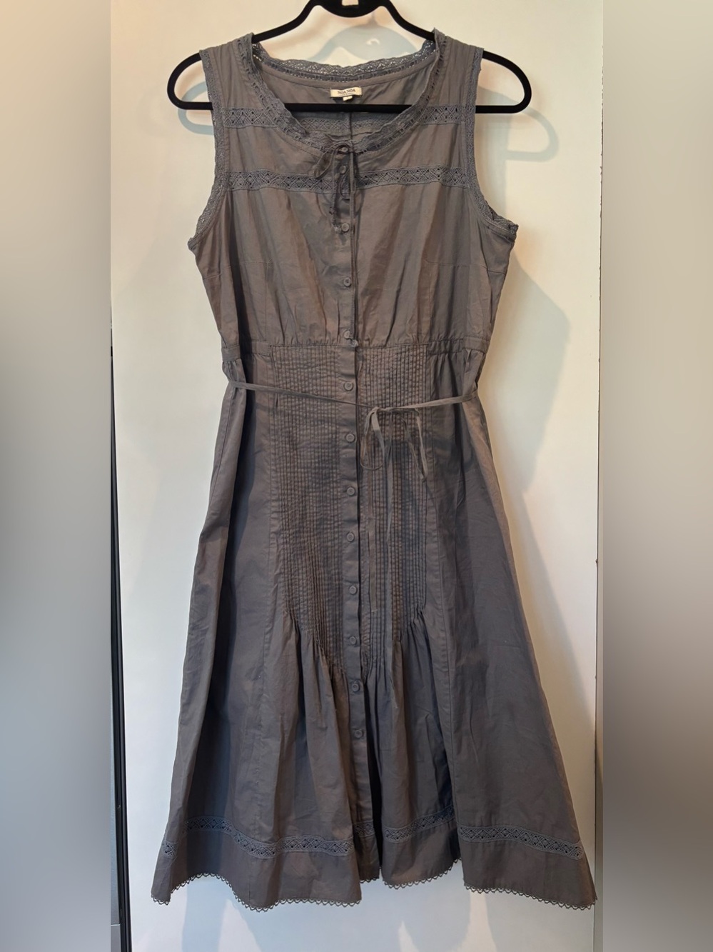 Noa Noa sleeveless grey 100% cotton button down dress size L NEW without tags!